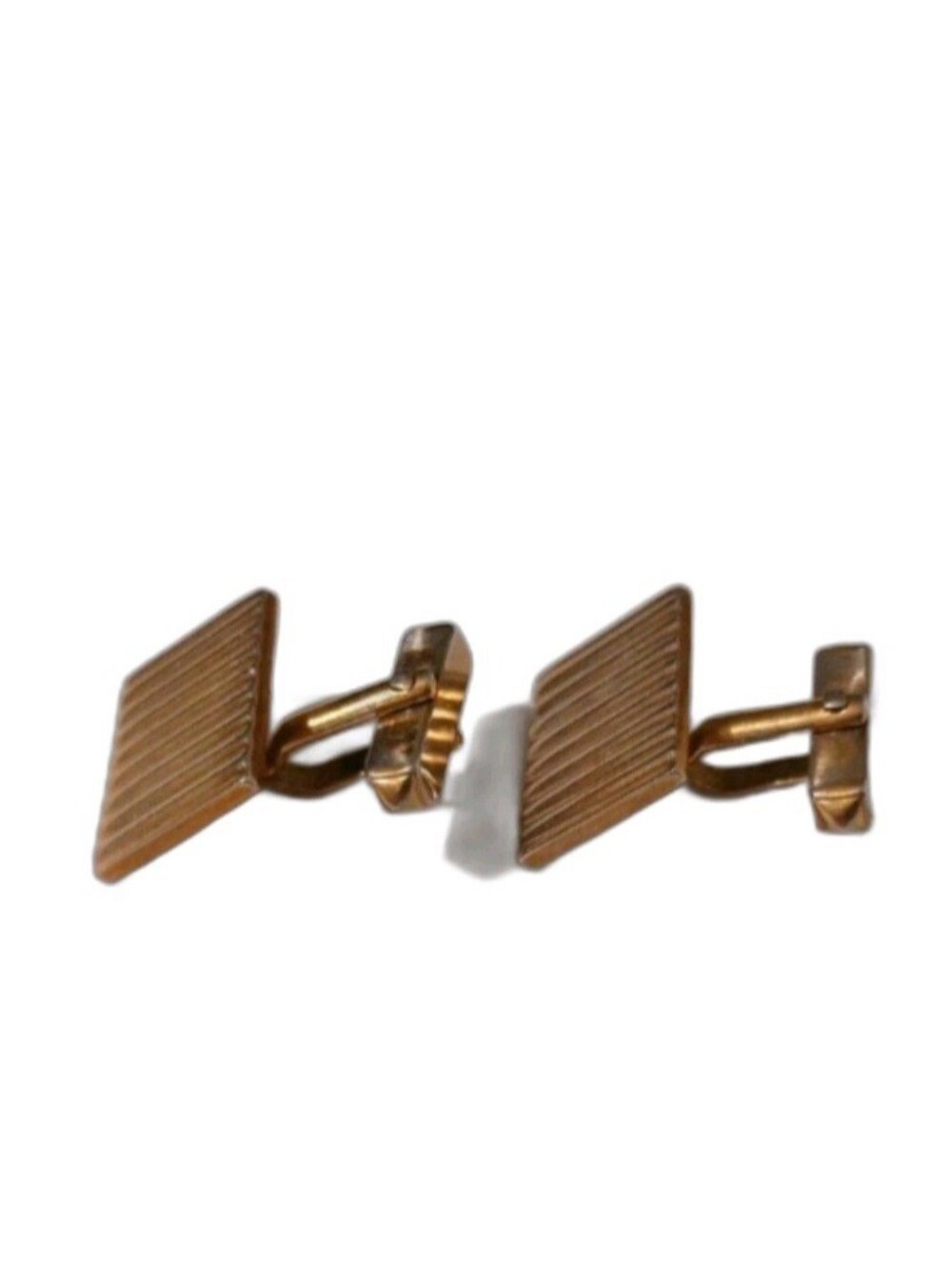 VTG Swank Gold Tone Textured Ribbed Rectangular Cufflinks MCM Retro Formal Gift